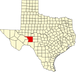 Map of Texas highlighting Crockett County